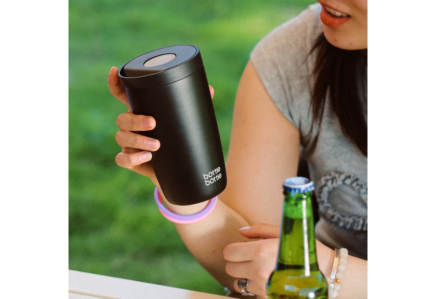 BOTTLE BOTTLE Thermobecher 350ml für Kaffee oder Tee, auslaufsicher, Easy Quick-Press-Verschluss, 1-tlg., Edelstahl, Isolierbecher Travel Mug Classic Grande – Bild 3 von 4
