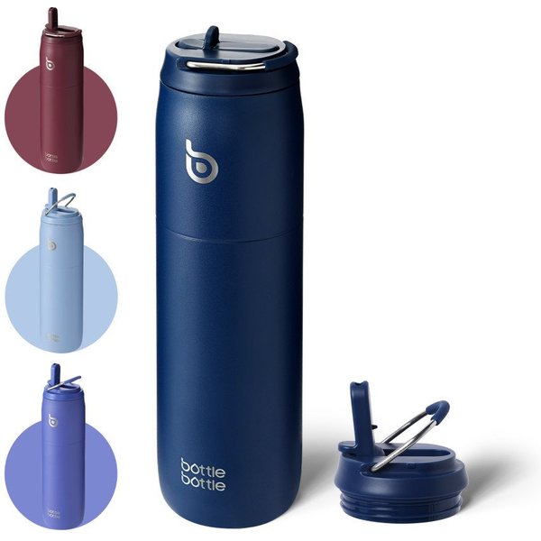 BOTTLE BOTTLE Trinkflasche Isolierte Wasserflasche Edelstahl 32oz(946ml) mit Strohhalm Griff, für Sport, Reisen, Fitnessstudio, doppelwandig auslaufsicher