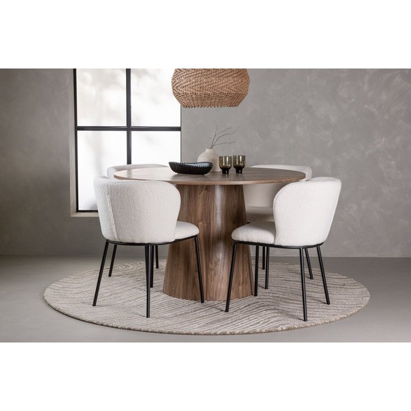 BOURGH Essgruppe EDINA Esstischgruppe Ø120cm - Esstisch mit 4 Esszimmerstühlen