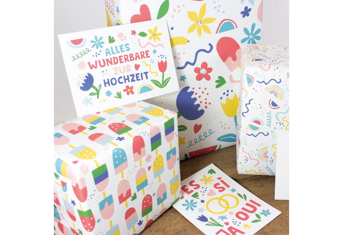 Bow & Hummingbird Geschenkpapier Geschenkpapier Ice Cream, 100 % Recyclingpapier – Bild 3 von 3