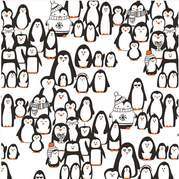 Bow & Hummingbird Geschenkpapier Geschenkpapier Pinguinparade, 100% Recyclingpapier