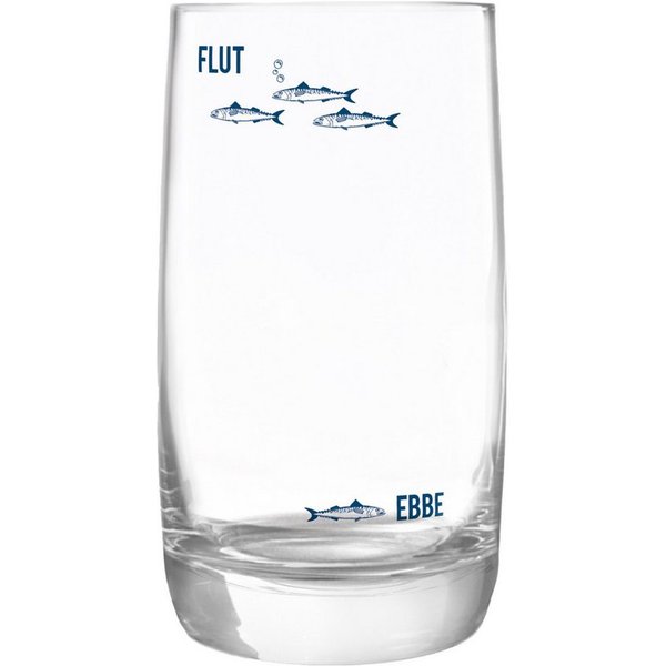 Bow & Hummingbird Longdrinkglas Kristallglas "Ebbe & Flut" made in EU, Kristallglas