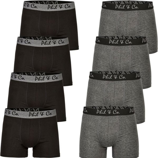 Phil & Co. Boxershorts PHIL & Co Berlin 8er Pack Herren Boxershorts Pants Trunk Unterhosen Jersey S - 4XL schwarz anthrazit grau (1-St)