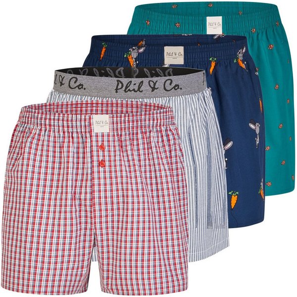 Phil & Co. Boxershorts Phil & Co. Berlin Webboxer 4er oder 6er Pack Baumwolle desortierte (1-St)