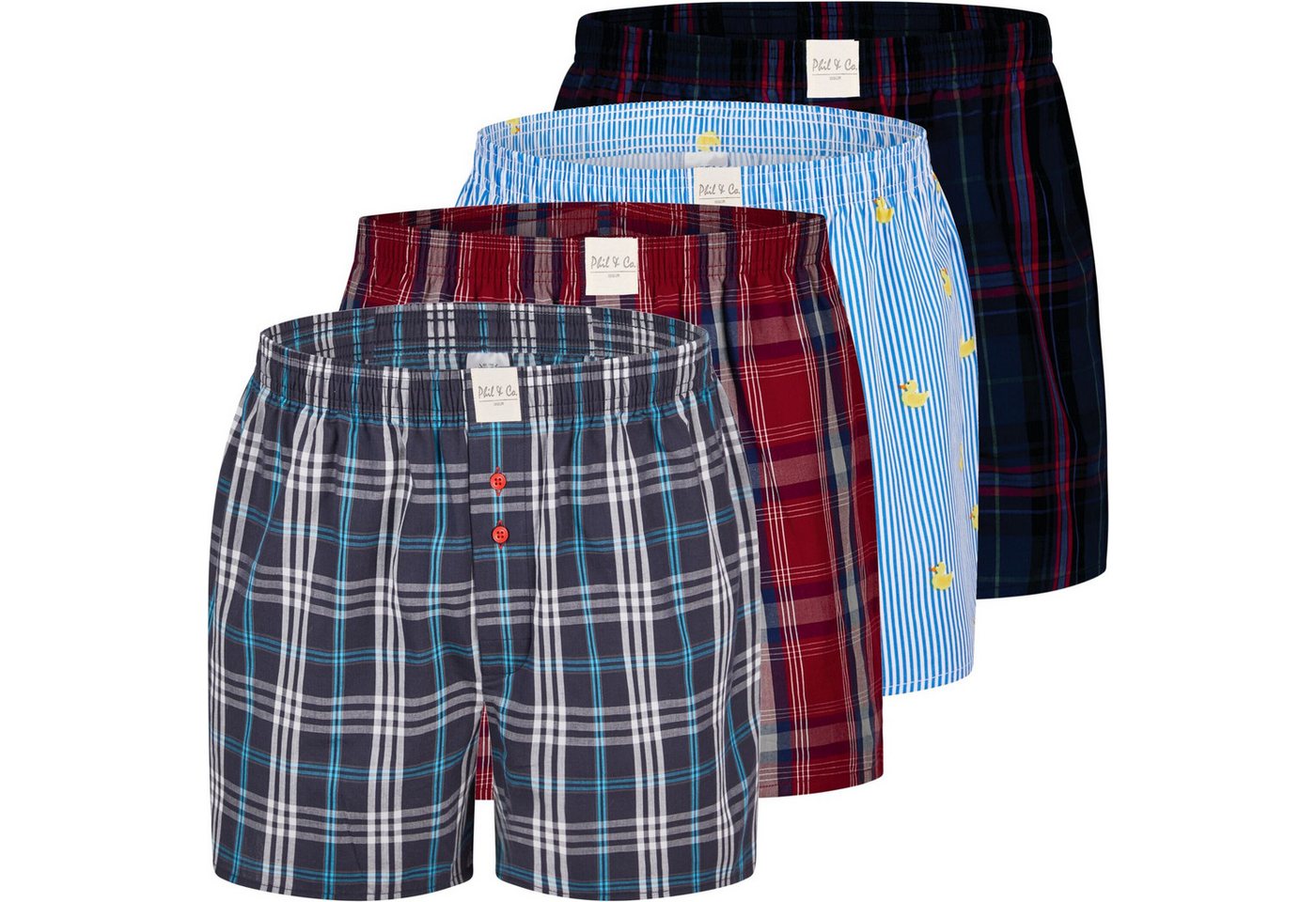 Phil & Co. Boxershorts Phil & Co. Berlin Webboxer 4er oder 6er Pack Baumwolle desortierte (1-St) – Bild 2 von 5