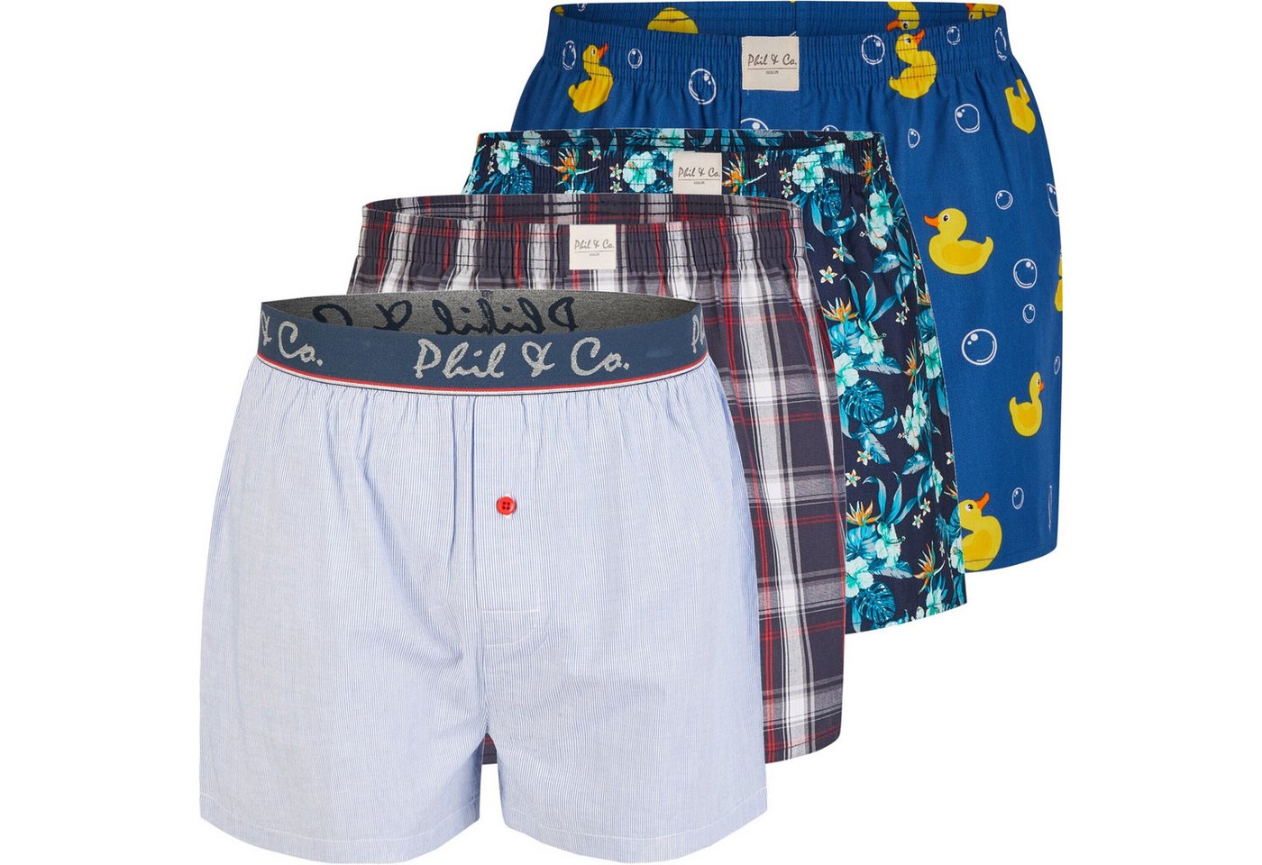 Phil & Co. Boxershorts Phil & Co. Berlin Webboxer 4er oder 6er Pack Baumwolle desortierte (1-St) – Bild 3 von 5