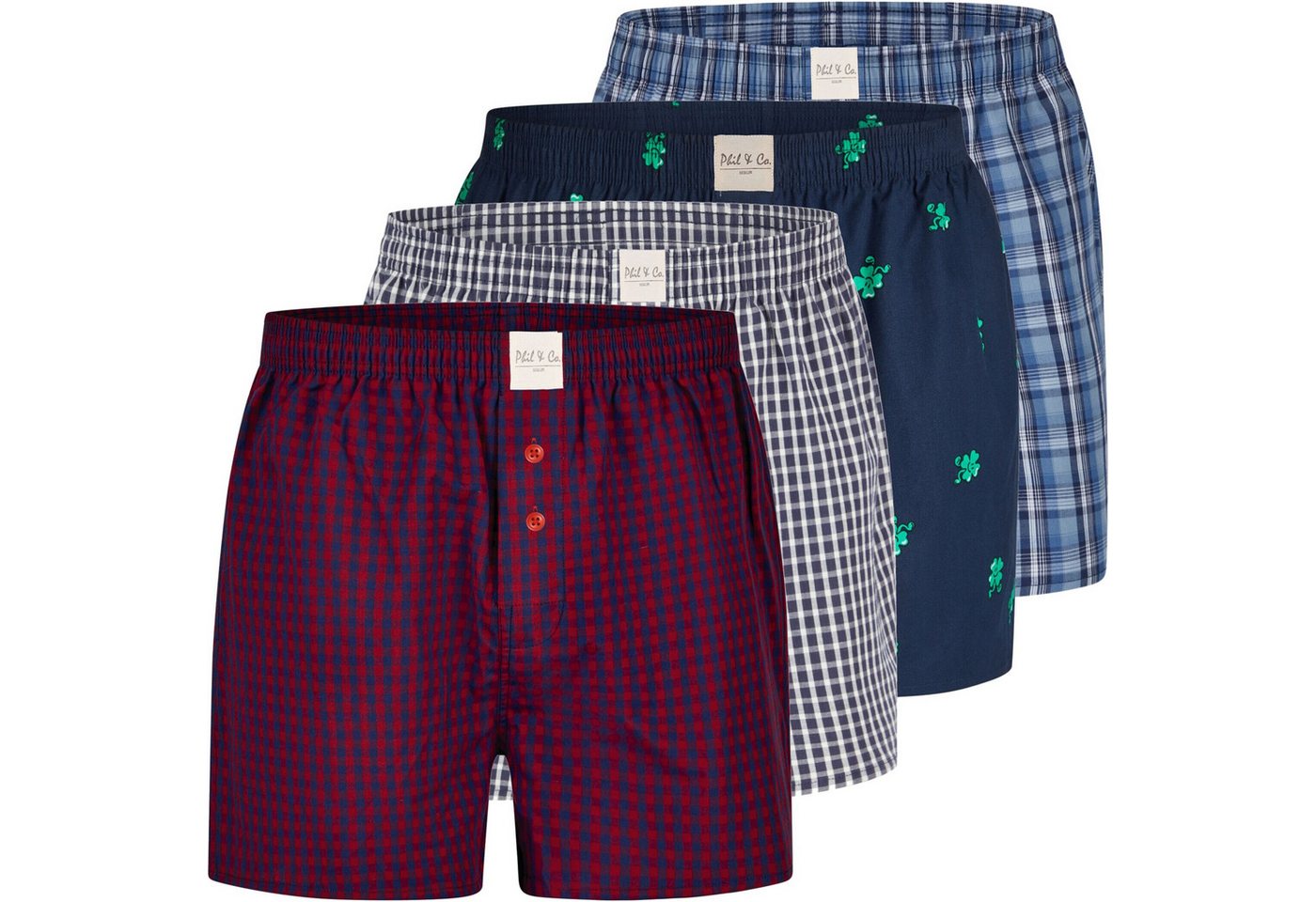 Phil & Co. Boxershorts Phil & Co. Berlin Webboxer 4er oder 6er Pack Baumwolle desortierte (1-St) – Bild 4 von 5