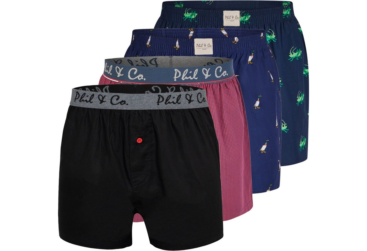 Phil & Co. Boxershorts Phil & Co. Berlin Webboxer 4er oder 6er Pack Baumwolle desortierte (1-St) – Bild 5 von 5