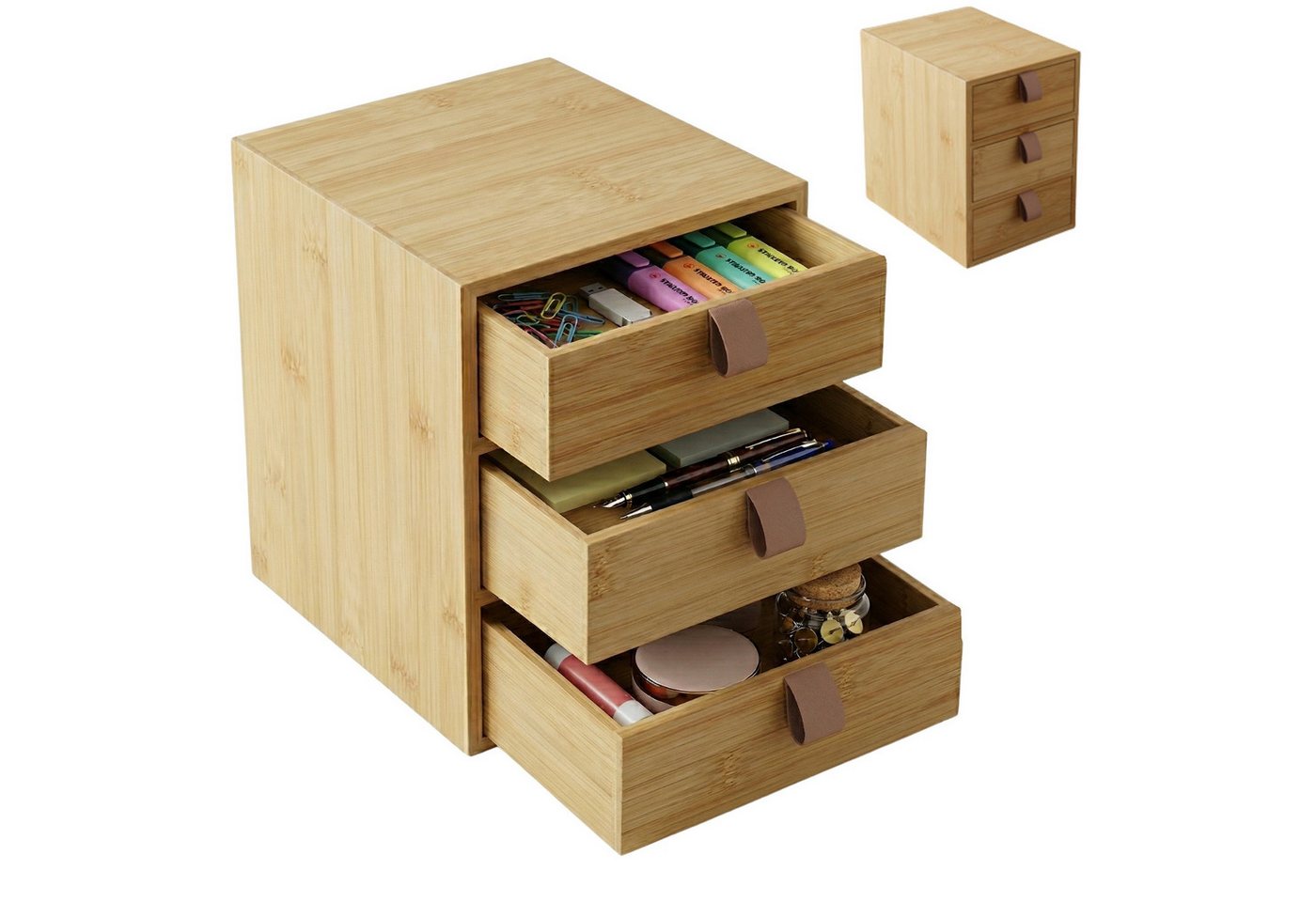 BOXIMO Organizer Bambus-Organizer NILA mit 3 Schubladen, 21 cm – Bild 4 von 5