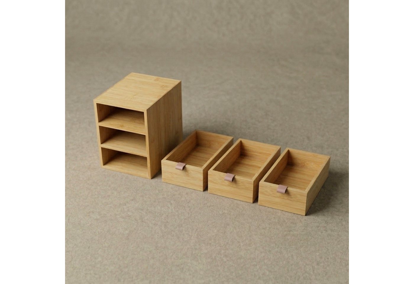 BOXIMO Organizer Bambus-Organizer NILA mit 3 Schubladen, 21 cm – Bild 5 von 5