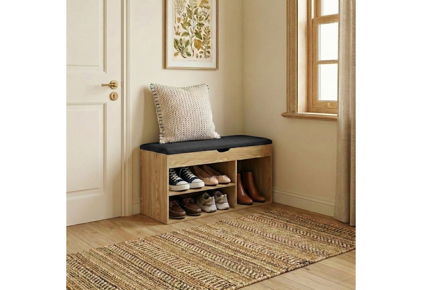 BOXIMO Schuhschrank Schuhregal mit Sitzfläche TRIA, 80 x 43 x 30 cm – Bild 2 von 5