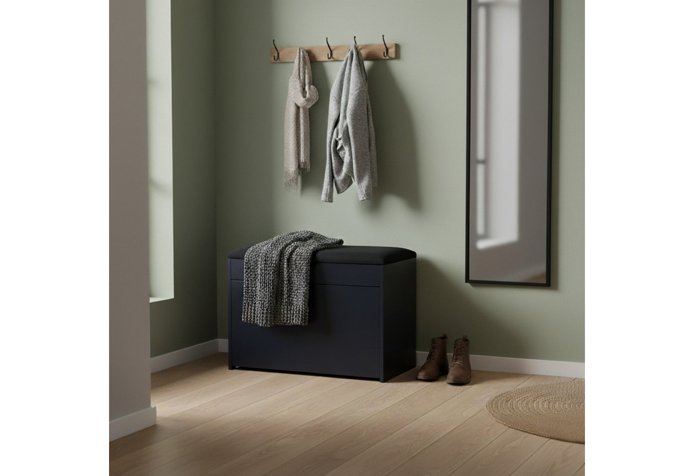 BOXIMO Schuhschrank Shoe cabinet with seating and pull-out shelves VAULT, 57 x 30 x 53 cm (Schuhschrank VAULT mit Sitzbank) – Bild 2 von 5