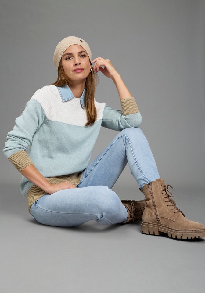 Boysen's Strickpullover in modischem Strick-Mix und Streifendesign – Bild 4 von 5