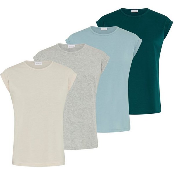 Boysen's T-Shirt im Basic-Stil, weicher Baumwoll-Jersey, viele Farben und Größen (Packung, 4er-Pack) figurumspielende Passform, Rundhalsausschnitt