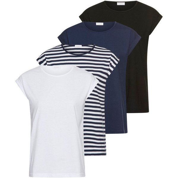 Boysen's T-Shirt im Basic-Stil, weicher Baumwoll-Jersey, viele Farben und Größen (Packung, 4er-Pack) figurumspielende Passform, Rundhalsausschnitt