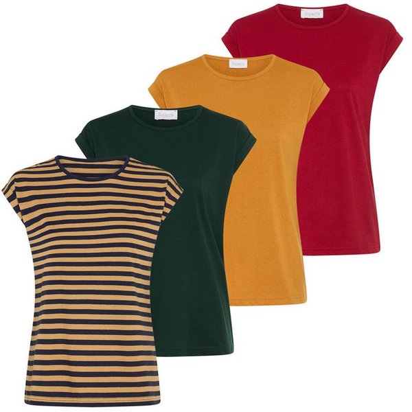 Boysen's T-Shirt im Basic-Stil, weicher Baumwoll-Jersey, viele Farben und Größen (Packung, 4er-Pack) figurumspielende Passform, Rundhalsausschnitt