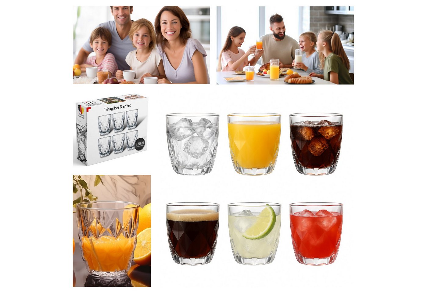 Brahmstein Gläser-Set Trinkgläser Set Wassergläser 6er Set für Cocktails Wasser, Softdrinks, 12-tlg. – Bild 2 von 5