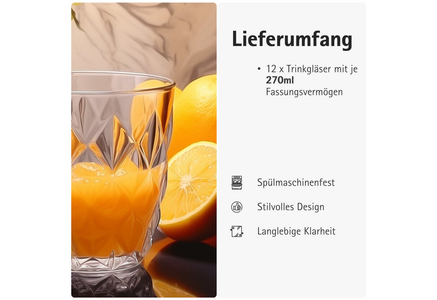 Brahmstein Gläser-Set Trinkgläser Set Wassergläser 6er Set für Cocktails Wasser, Softdrinks, 12-tlg. – Bild 5 von 5