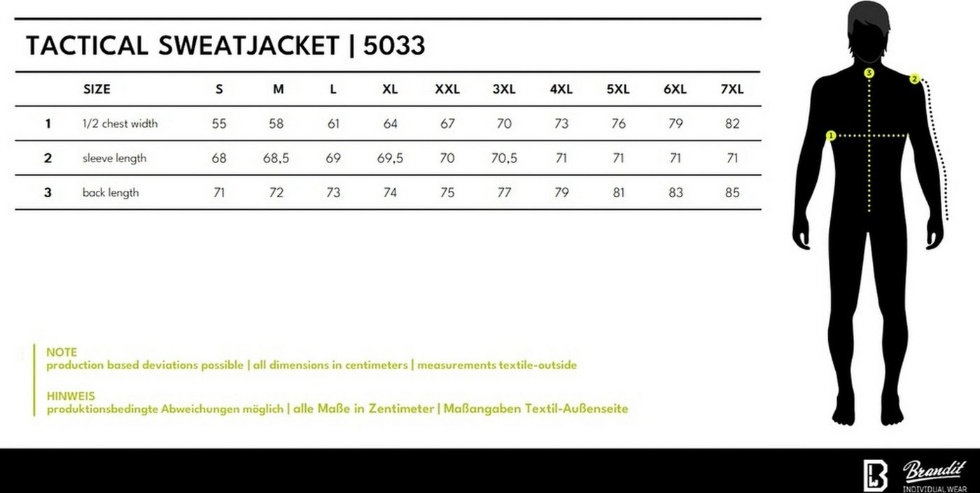 Brandit Kurzjacke Tactical Sweat Jacket – Bild 5 von 5