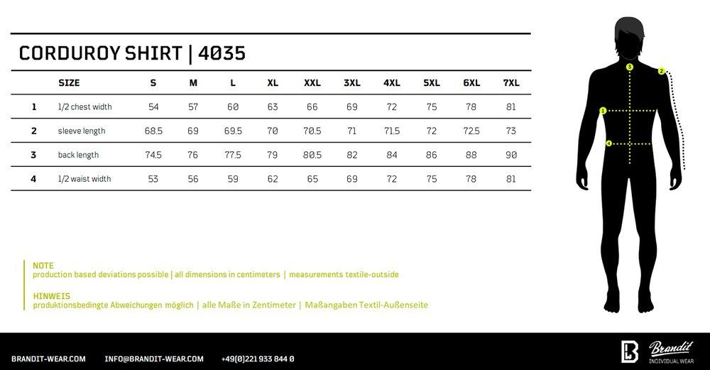 Brandit Langarmhemd Corduroy Classic – Bild 5 von 5