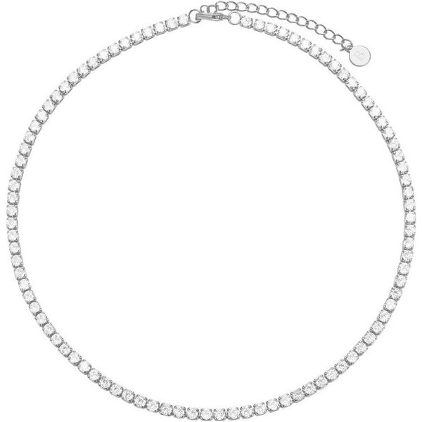 Brandlinger Choker Halskette St. Moritz, Tenniskette eng anliegend, mit weißen Steinen, vergoldet