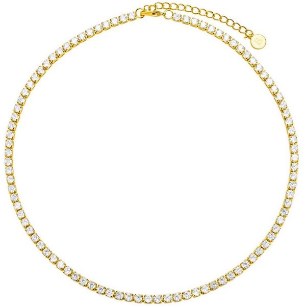 Brandlinger Choker Halskette St. Moritz, Tenniskette eng anliegend, mit weißen Steinen, vergoldet