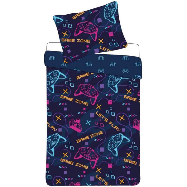 BrandMac Kinderbettwäsche Gamer Game Zone Controller Bettwäsche Set 135x200 cm 100% Microfaser, 2 teilig, Langlebig