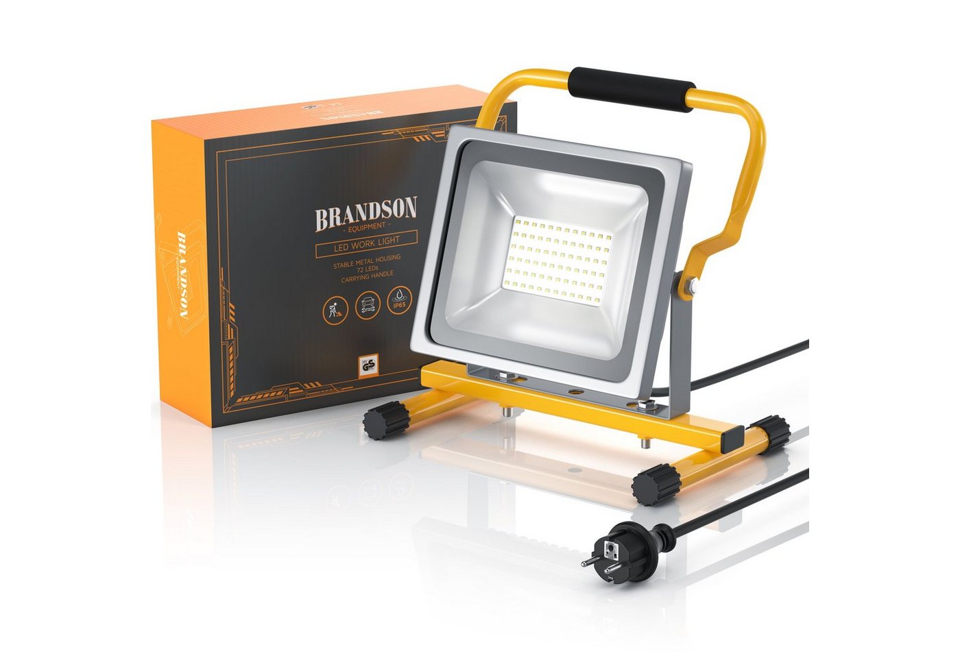 Brandson Baustrahler LED, für Innen- & Außenbereich, 30W, 2500 Lumen, IP65 (wasserfest), LED fest verbaut, für Baustelle, Werkstatt, Garten und Hobbyraum, wette – Bild 5 von 5