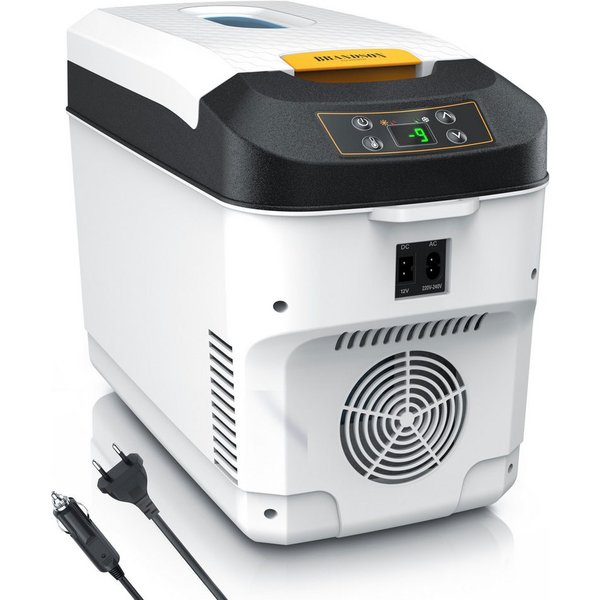 Brandson Elektrische Kühlbox 10 L, Sichtfensterdeckel, Kühlt & hält Warm, von bis zu -10 bis +65°C, 10 l, 230 V Netzspannung &12 V KFZ Auto Bordspannung, Kühlbo