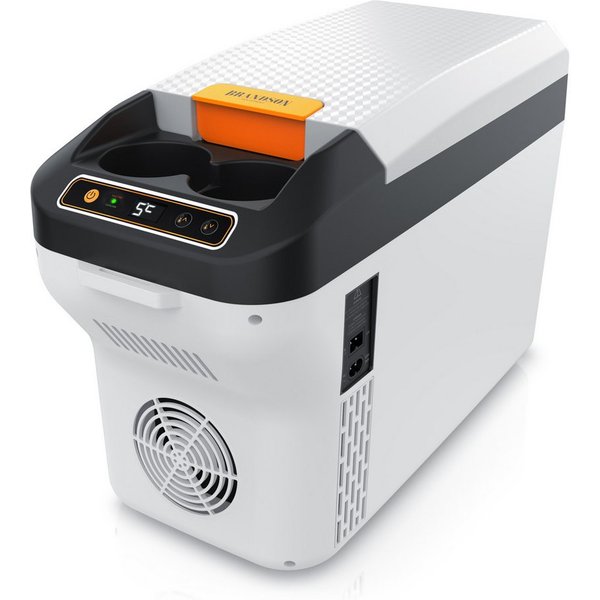 Brandson Elektrische Kühlbox 10 L, Kühlt & hält Warm, von -10 bis +65°C, für die Mittelkonsole, 10 l, Kühlbox elektrisch, 230 V Netzspannung und 12 V KFZ Auto B