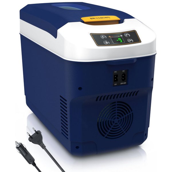 Brandson Elektrische Kühlbox 10 L, Sichtfensterdeckel, Kühlt & hält Warm, von bis zu -10 bis +65°C, 10 l, 230 V Netzspannung &12 V KFZ Auto Bordspannung, Kühlbo
