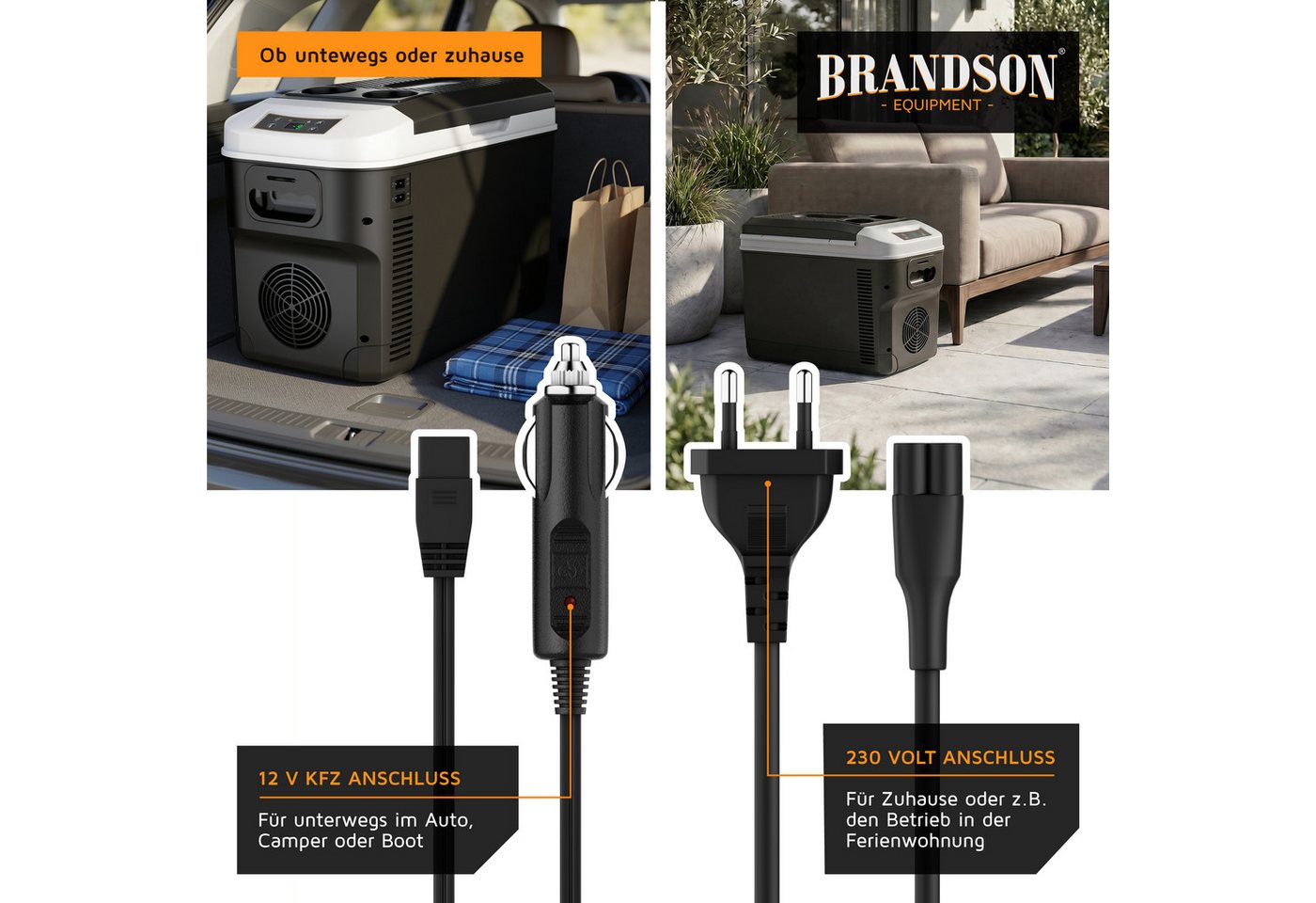 Brandson Elektrische Kühlbox 14 L mit Display, Kühl- & Heizfunktion, 230V/12V, 14 l, Sichtfenster, 2 Tassenhalter, Tragegurt, Status-LEDs – Bild 4 von 5