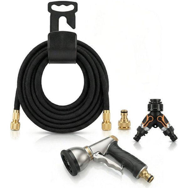 Brandson Gartenschlauch 22,5 m flexibler Wasserschlauch mit 9 Funktionsdüsen, Flexischlauch, dehnbar, platzsparend, knickfrei, (Set, 5 St., mit Gartenbrause und