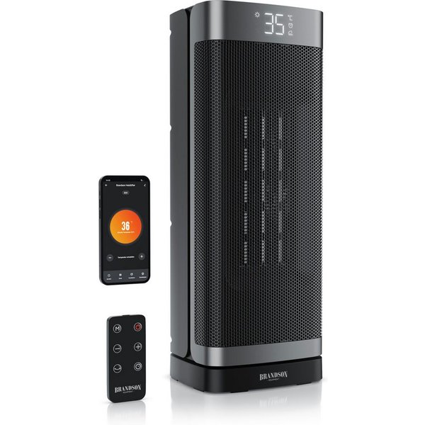 Brandson Heizlüfter mit Wlan, Keramik Heizgerät kompakt, Timer, Oszillation, Fernbedienung, 1500 W, energiesparend, ECO-Modus, Thermostat, 10-35°C, LED-Display