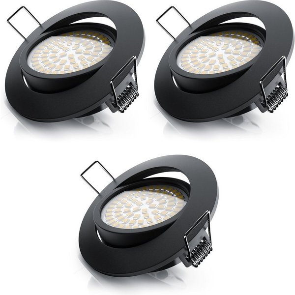 Brandson LED Einbaustrahler dimmbar & schwenkbar, Deckenspots, Aluminium Rahmen, schwarz, Dimmfunktion, Schwenkmechanismus (40° vertikal), LED fest verbaut, war