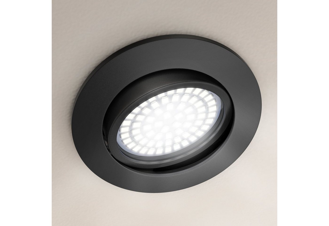 Brandson LED Einbaustrahler dimmbar & schwenkbar, Deckenspots, Aluminium Rahmen, schwarz, Dimmfunktion, Schwenkmechanismus (40° vertikal), LED fest verbaut, war – Bild 4 von 5