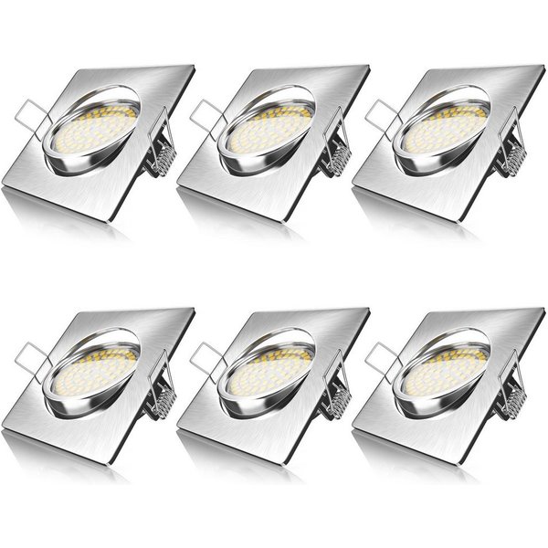 Brandson LED Einbaustrahler schwenkbarer Deckenspot, Edelstahl Optik, 320 Lumen, Warmweiß, 6er Set, Schwenkmechanismus (40° vertikal), LED fest verbaut, warmwei