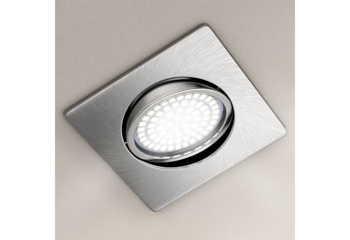 Brandson LED Einbaustrahler schwenkbarer Deckenspot, Edelstahl Optik, 320 Lumen, Warmweiß, 6er Set, Schwenkmechanismus (40° vertikal), LED fest verbaut, warmwei – Bild 5 von 5