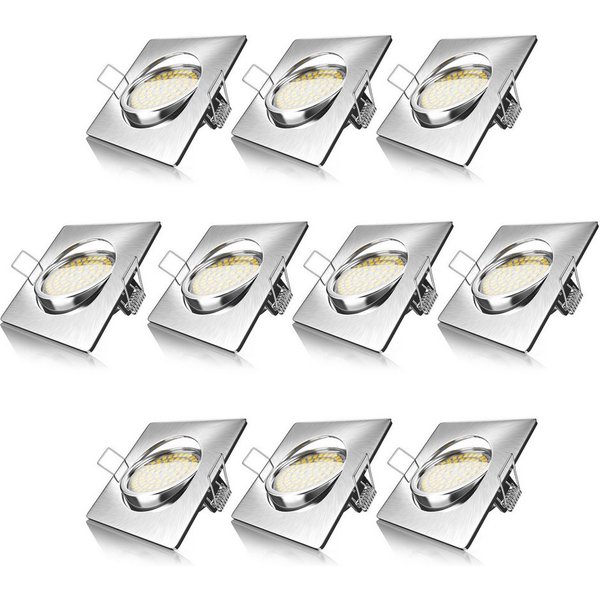 Brandson LED Einbaustrahler schwenkbarer Deckenspot Edelstahl Optik, 320 Lumen, Warmweiß, 10er Set, LED fest verbaut, warmweiß, Ultra Flache Einbauleuchte, Slim