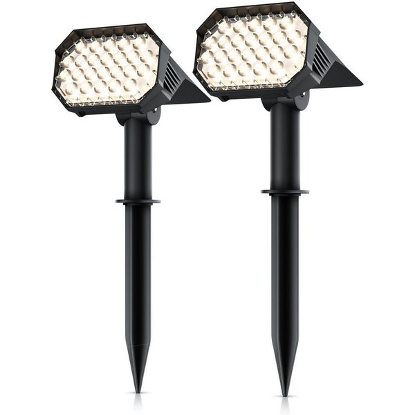 Brandson LED Gartenstrahler Solar Erdspießleuchte, Akku Gartenleuchte, Solarspotlight Wandmontage, Ein-/Ausschalter, mehrere Helligkeitsstufen, LED fest verbaut