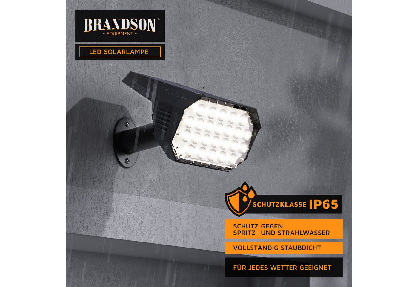 Brandson LED Gartenstrahler Solar Erdspießleuchte, Akku Gartenleuchte, Solarspotlight Wandmontage, Ein-/Ausschalter, mehrere Helligkeitsstufen, LED fest verbaut – Bild 4 von 5