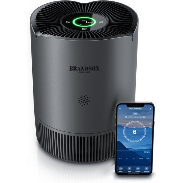 Brandson Luftreiniger HEPA 13, Aktivkohle, WLAN-App, CADR 158 m³/h, für 45 m², für 45 m² Räume, PM2,5-Anzeige, 4 Geschwindigkeiten, Timer und Kindersicherung