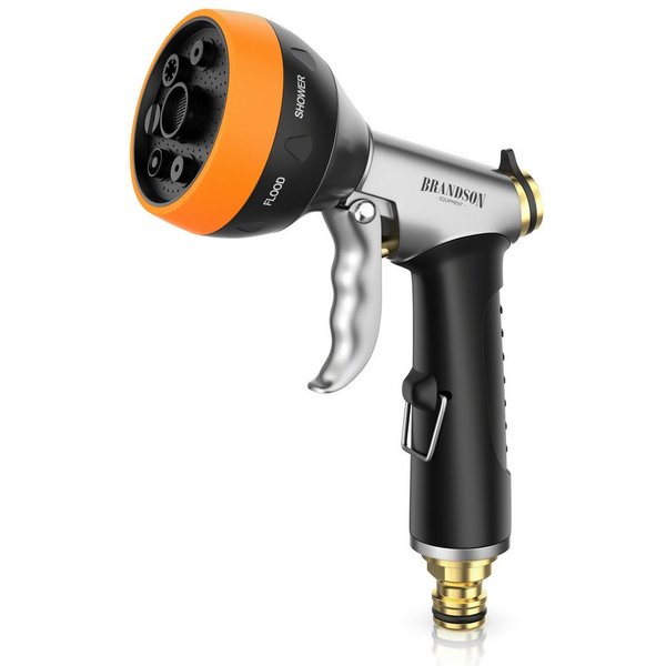 Brandson Multifunktionsbrause Garten Handbrause Metall, Gartenbrause, 7 Sprühmuster, Gartenpistole, (1-St), gummierter Griff, Wasserdurchfluss regelbar, Schnell