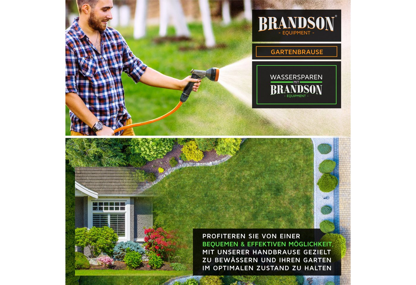Brandson Multifunktionsbrause Garten Handbrause Metall, Gartenbrause, 7 Sprühmuster, Gartenpistole, (1-St), gummierter Griff, Wasserdurchfluss regelbar, Schnell – Bild 5 von 5