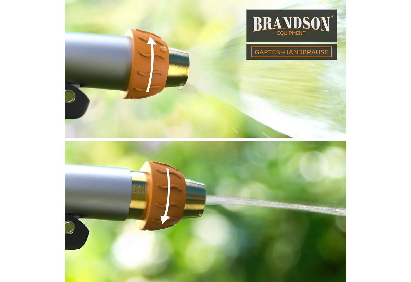 Brandson Multifunktionsbrause Metall Garten Handbrause, Gartenbrause 1/2 Zoll, Pistolengriff, (1-St), mit Messing-Sprühkopf & Schnellkupplung, für Garten, Hof,  – Bild 5 von 5