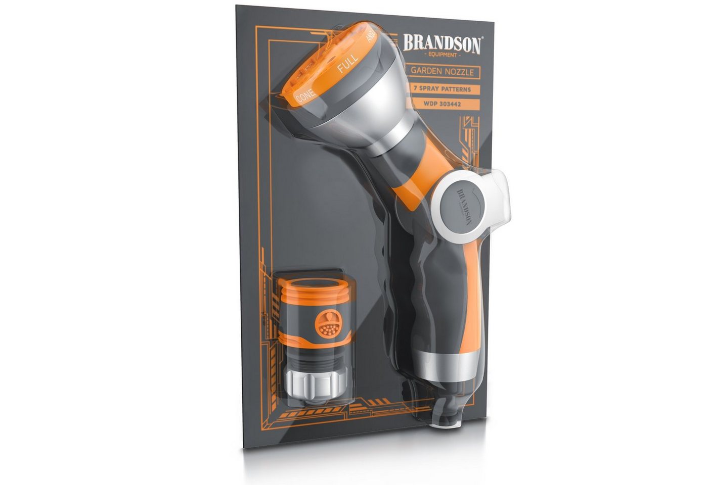 Brandson Multifunktionsbrause mit 7 Sprühprofilen, Garten Handbrause, Spritzpistole, Schnellkupplung, (1-St., inkl. Schlauchverbinder/Adapter mit Wasserstoppven – Bild 5 von 5