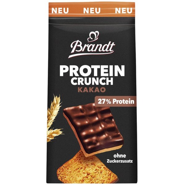 Brandt Brot, Brandt Protein Crunch Kakao Zwieback Snack ohne Zuckerzusatz 70g