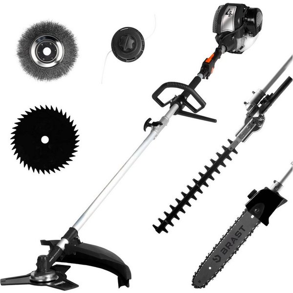 BRAST Benzin-Motorsense Freischneider Multitool, 4 Modelle, 1,0kW(1,36PS) - 2,2kW(3PS), Hochentaster, Heckenschere, Trimmer, Fugenbürste, 3-/40-Zahn-Messer