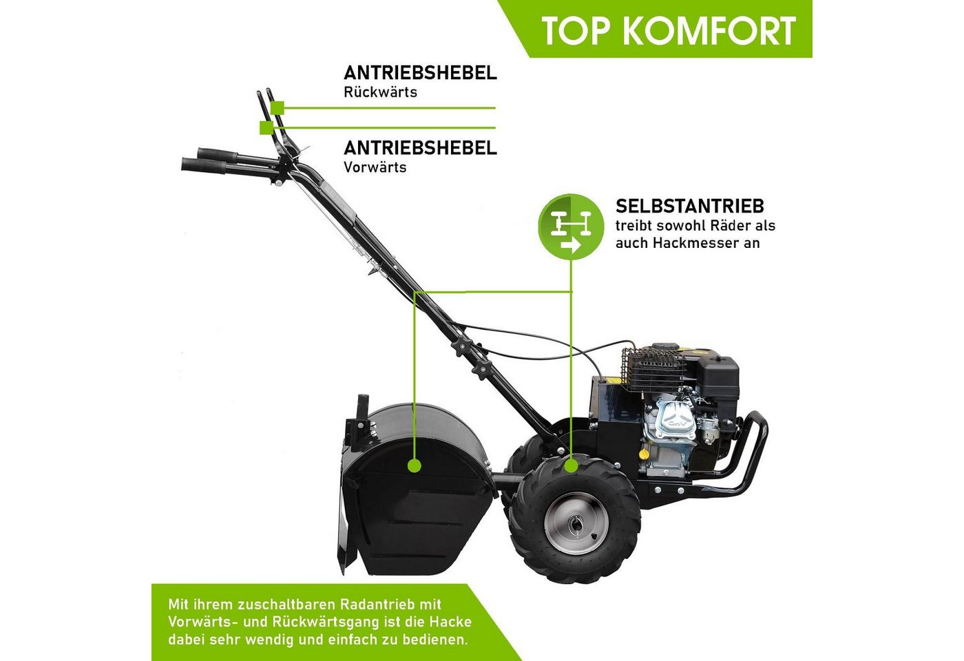 BRAST Benzinmotorhacke Ackerfräse 5,15kW(7PS) Selbstantrieb Gartenfräse TÜV geprüft, 50,00 cm Arbeitsbreite – Bild 5 von 5