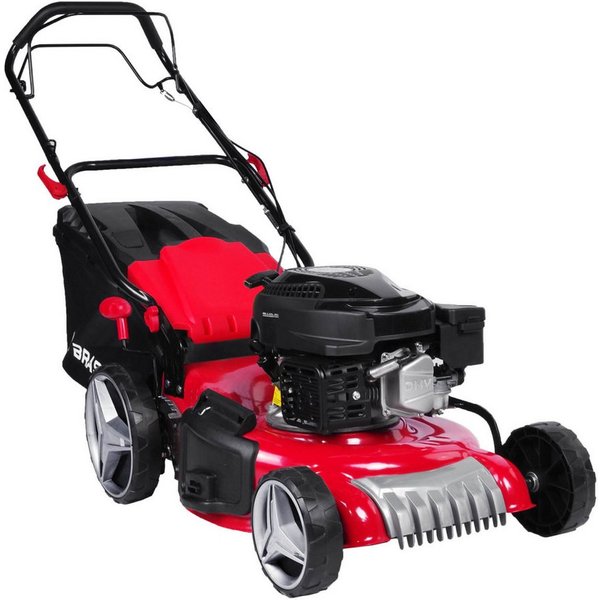 BRAST Benzinrasenmäher 4,76PS RED LINE mit Antrieb, 46 cm Schnittbreite, TÜV geprüft, 4 Takt OHV Motor, 60L Fangkorb, massives Stahlgehäuse